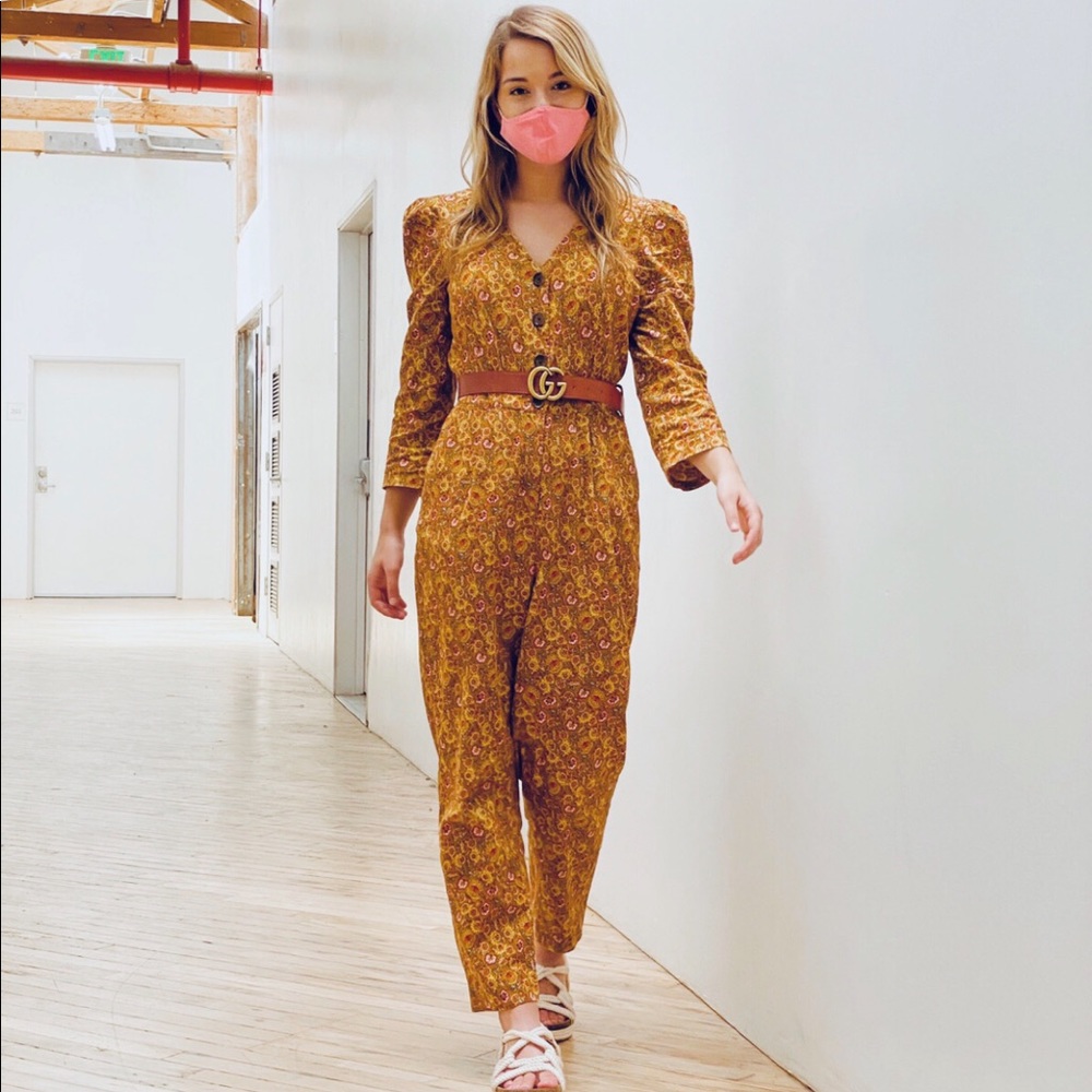 Vintage-Feel Corduroy Madewell Floral Jumpsuit